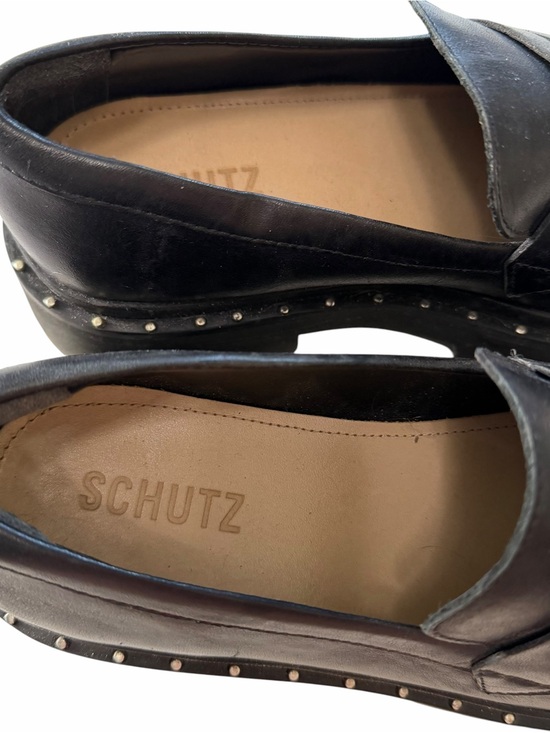 Schutz 6.5 Black Christie Studed Chunky Lug Soles Leather Loafer S2 main image 6